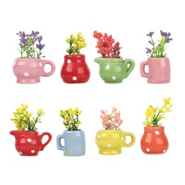 BOXOB Pack of 8 Colourful Mini Vase Magnets for Fridge, Cute Fridge Magnetic Vase, Small Funny Plants, Magnetic Vases, Decoration for Office, Locker, Home, Kitchen, School