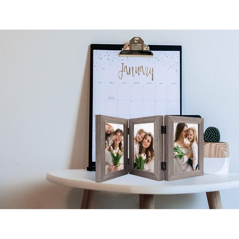 Frametory, 5x7 Trifold Picture Frame Hinged Photo Frames Three Folding