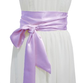 AWOCAN Women Wedding Bridesmaid Satin Sash Wedding Party Long Sash Bridal Waist Belt Double Sided, Purple