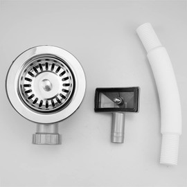 Doafoce Kitchen Sink Waste Overflow Basket Waste with Overflow Sink Waste Overflow Kit Stainless Steel Sink Strainer and Square Overflow Head with PVC Pipe for 110mm Overflow Sink