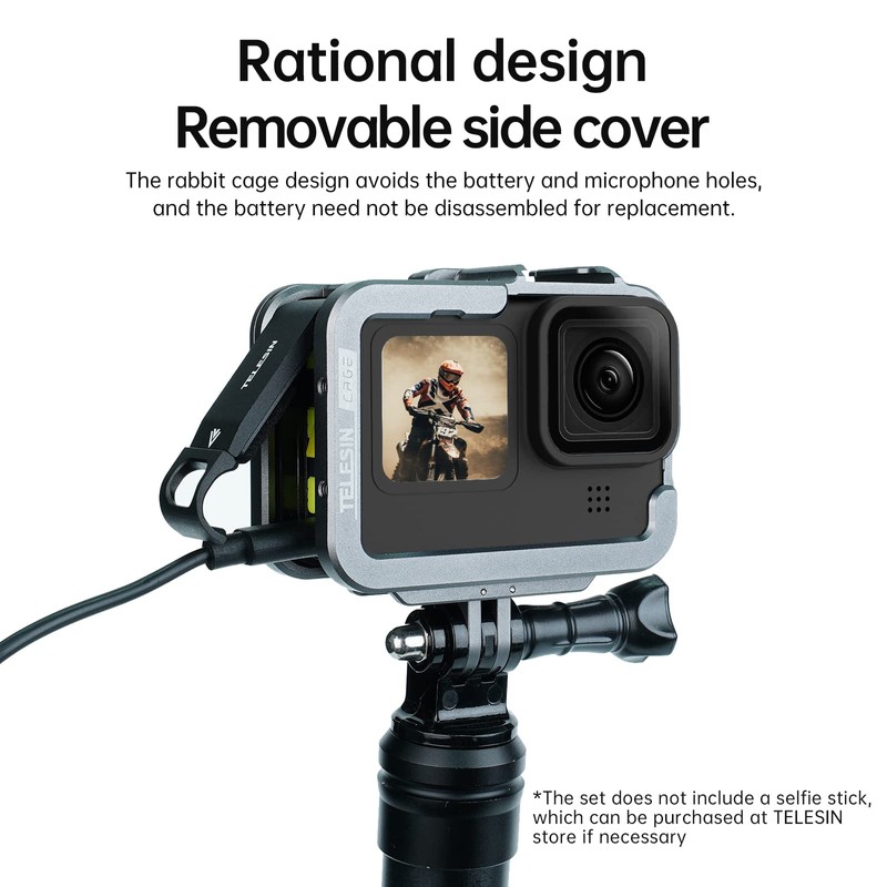 TELESIN Aluminum Cage Protective Case Frame Housing for Go Pro