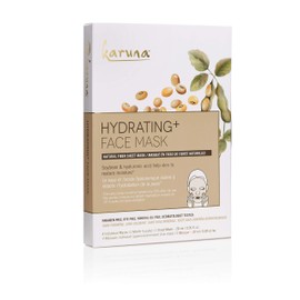 Karuna Hydrating+ Facial Sheet Mask: Soybean & Hyaluronic Acid Help Skin Restore Moisture, Natural Fiber Sheet Mask, 4 Count