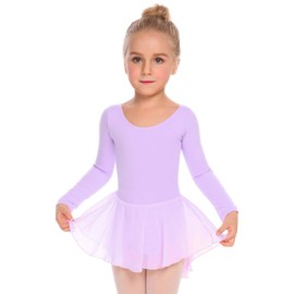 Arshiner Kids Girls Classic Long Sleeve Leotard Dance Ballet Dress, Lilac, 130