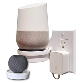 Mount Genie Smart Home Outlet Shelf: Hidden Cord Storage and Extra Custom Short Cords Great for Google Home, Nest, Security Cameras, Smart Speakers, and More