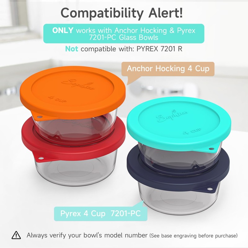 Sophico 4 Cup Round Silicone Storage Cover Lids Replacement for