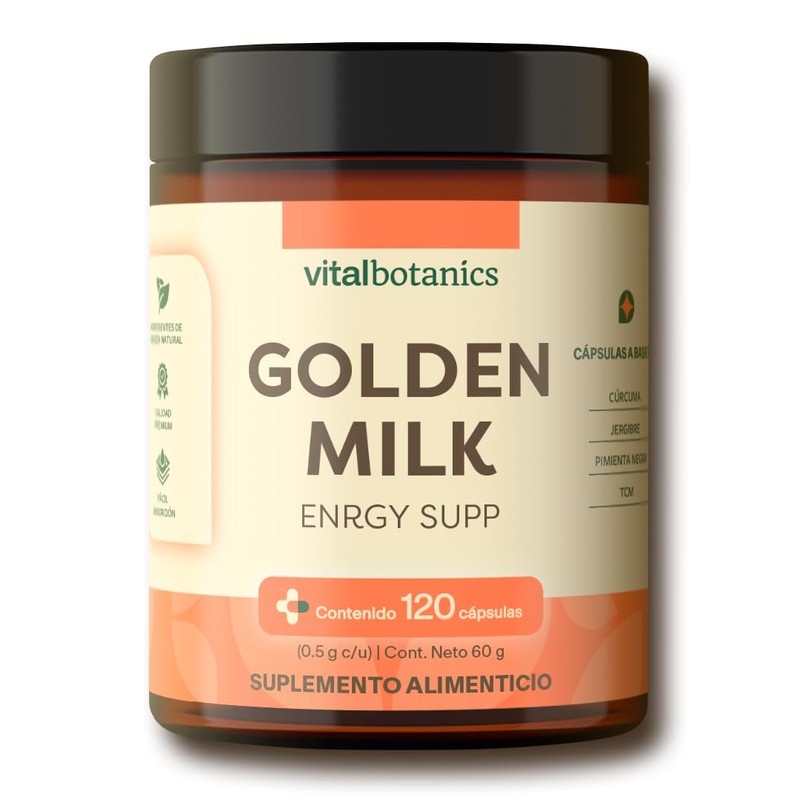 Vital Botanics Golden Milk Cúrcuma, Pimienta Negra y Aceite de