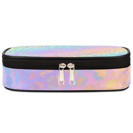 GzLeyigou Leopard Print Pencil Case Pen Holder Large Capacity Black Stationery Organizer Pencil Bag with Zipper for Boys Girls Rainbow Leopard Skin Pencil Pouch Storage Box for School College Office