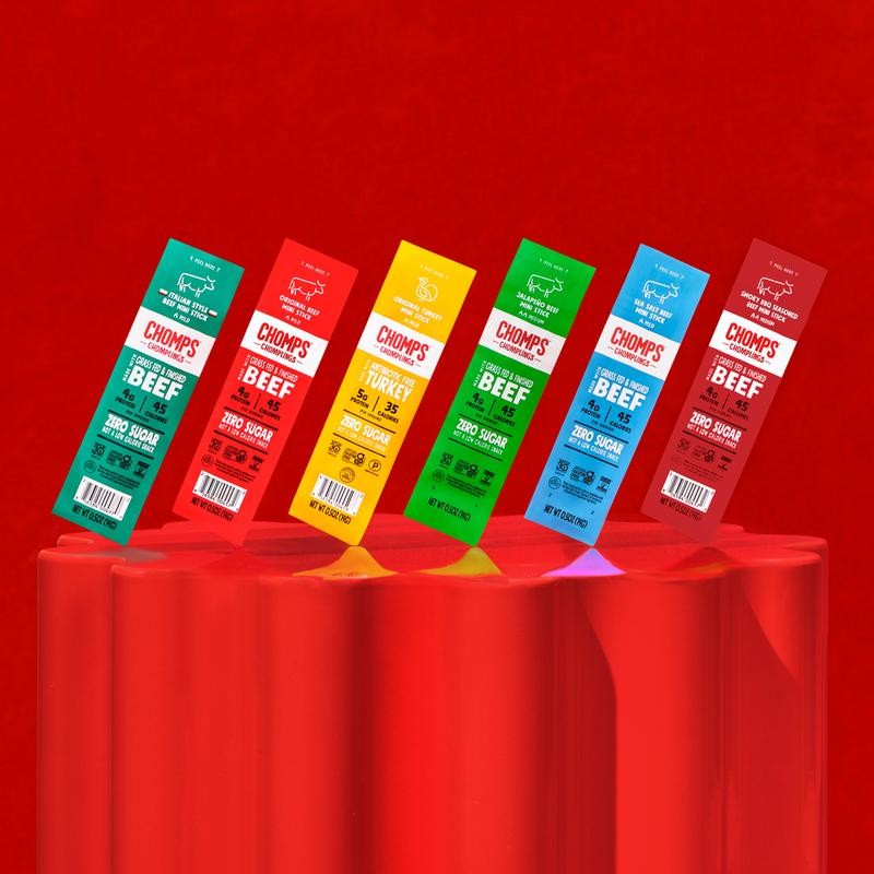 CHOMPS Mini Original Grass Fed Beef Sticks, 6 Ct