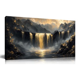 HUBOSKN Waterfall Canvas Wall Art for Living Room - Mountain Art Wall Decor for Office - Modern Wall Art for Bedroom Size 20" x 40"