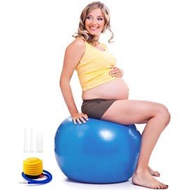 Minmex Anti-Burst Exercise Ball,Yoga Ball Chair with Pump Device,Non-Slip Matte Pilates Ball,Balance Ball for Stretching Core Yoga Pilates Birthing Pregnancy Stability Gym Workout Training,Blue(75cm)