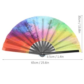 QANYEGN Folding Hand Held Fans, Bamboo Fan with Bag, Colorful Folding Fan Decoration Birthdays, Thanksgiving