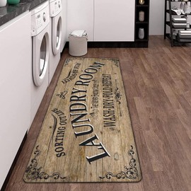 sdhinlwo Non Slip Laundry Room Rug - Farmhouse Kitchen Floor Mat -Laundry Room Rug- Runner Decor -Washable Floor Carpet for Washroom Mudroom Kitchen Bathroom Hallway-20 x48