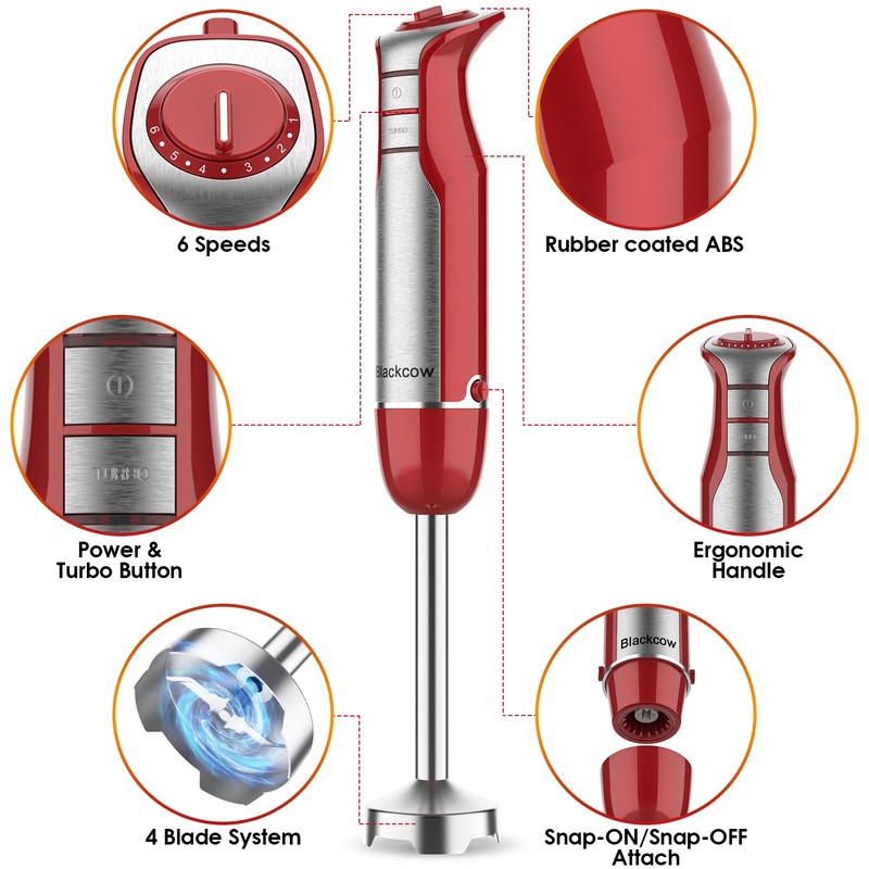 Immersion Blender Handheld for Kitchen,Emulsion Blender Handheld,6 Speed Electric Hand