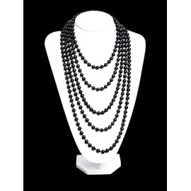 Cizoe 1920s Pearls Necklace Fashion Faux Pearls Gatsby Accessories Vintage Costume Jewelry Cream Long Necklace for Women(black-1)
