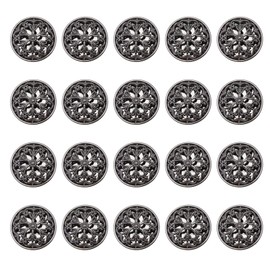 VGOL 20pcs Clothes Button 25mm Fashion Hollow Flower Alloy Round Shaped Sewing Button for Men Women Blazer Coat Uniform Shirt and Jacket Black