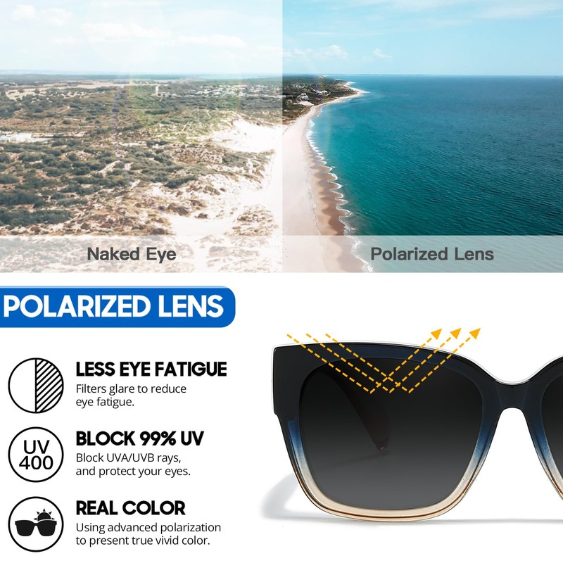 Myiaur Fit Over Glasses Sunglasses for Women, Trendy Oversized Polarized