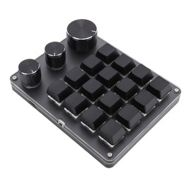 Macro Pad, Macro Keyboard, Programmable Keypad Customized, 16 Key Mini Mechanical Gaming Keyboard, One Handed, Wired for W OS X (Black)