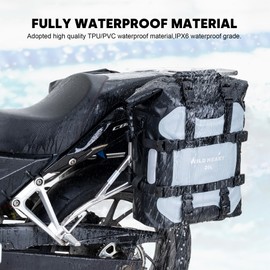 WILD HEART Motorcycle side bag stainless steel suspension waterproof bag Saddlebags 20L/25L waterproof Pianner Bag wear-resistant general-purpose Bike accessories (Grey, 20L，One Pack)