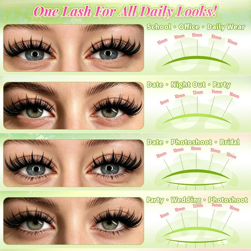 Manga Lash Clusters Kit Eyelash Clusters with Bottom Lashes 8-16mm
