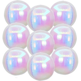 JOZMMZEOOA 7PCS Iridescent 4D Balloons Gradient Rainbow Mylar Large Round Sphere Foil Balloons for Girls Princess Mermaid Birthday Wedding Baby Shower Party Decorations (Rainbow)