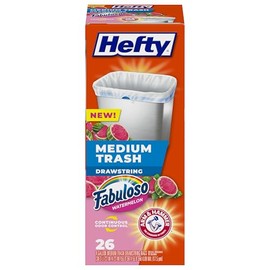 Hefty Bolsas de basura medianas Fabuloso aroma a sandía, 8 galones, 26 unidades