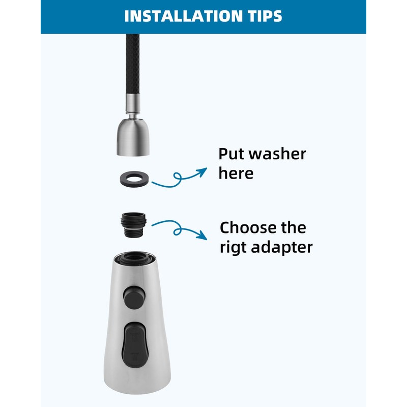Stainless Faucet Head Replacement with 15 Adapters Compatible with Moen/Delta/Kohler