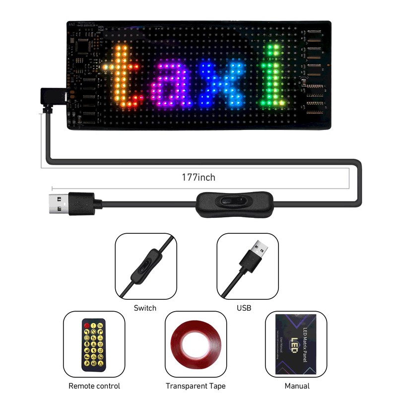Programmable LED Sign with Bluetooth APP Control, “6.81x2.75” Inch Flexible