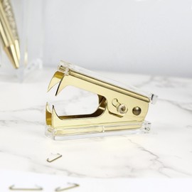 NatSumeBasics Clear Staple Remover Pure Gold Stapler Remover Cute Yellow Puller Removers Tool for Home Office School Desk Accessories Gift (Yellow Gold)