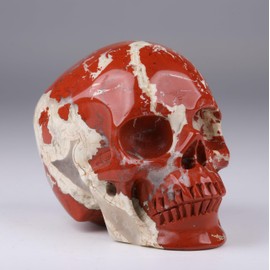MR.SKULL 2.0" Natural Red Jasper Crystal Skull Statue, Hand Carved Gemstone Fine Art Sculpture, Reiki Healing Stone Skull,Home Decoration Statue Stocking Stuffer