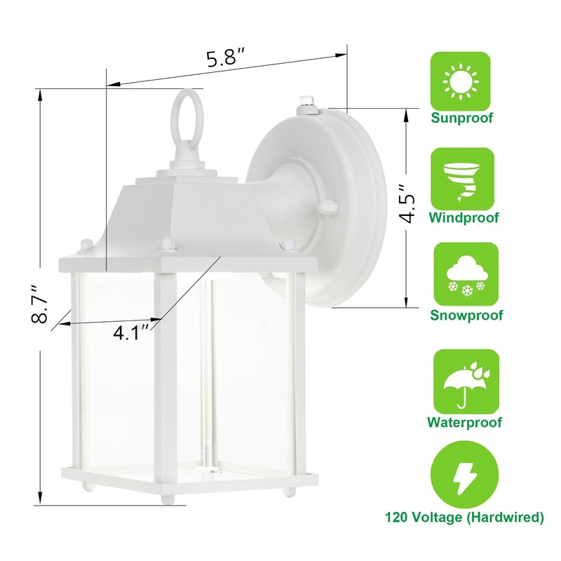 LIT-PaTH Small Outdoor LED Wall Lantern with Dusk to Dawn