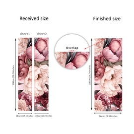 funlife Peel and Stick Self-Adhesive Flat Paneled Freezer Door Murals, Leather Effect Textured Vinyl Wallpaper Sticker for Bedroom Living Room Home Decor, 15.19" x78.74" 2pcs, Vintage Peony