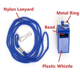 TopTie 2 PCS Plastic Sports Whistles with Lanyard Loud Crisp Sound Whistle for Coaches Referees-Black