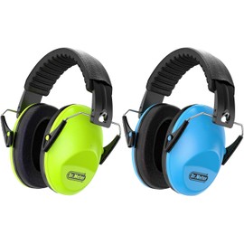 Dr.meter Children's Ear Protection, Noise Protection, Earmuffs, SNR 27 dB with Autism, Sleep, Learning, Drums, Autistic Concert, Green and Blue