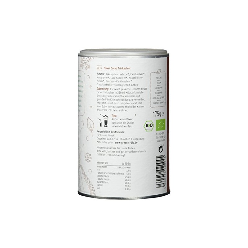 Greenic Power Cacao Superfood Drinking Powder Mixture 175 g