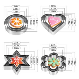 Metal Cookie Cutters Set 12 Pieces, Stainless Steel 3 Heart Cookie Cutters, 3 Star Cookie Cutters, 3 Flower Cookie Cutters, 3 Round Cookie Cutters for Valentine's Day Christmas Holiday