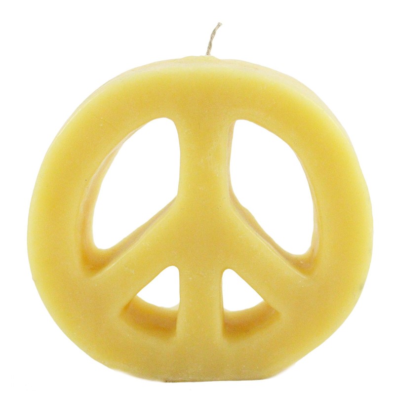 Candlestock Handmade Dripless Beeswax Peace Sign Candle