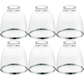 6 Pack Ceiling Fans Glass Shade Covers, Clear Glass Shade Replacements Globes Lampshades with Round Silver Border, Screw-Fixed Lamp shade for Light Fixtures Chandelier Sconces Vanity Lights