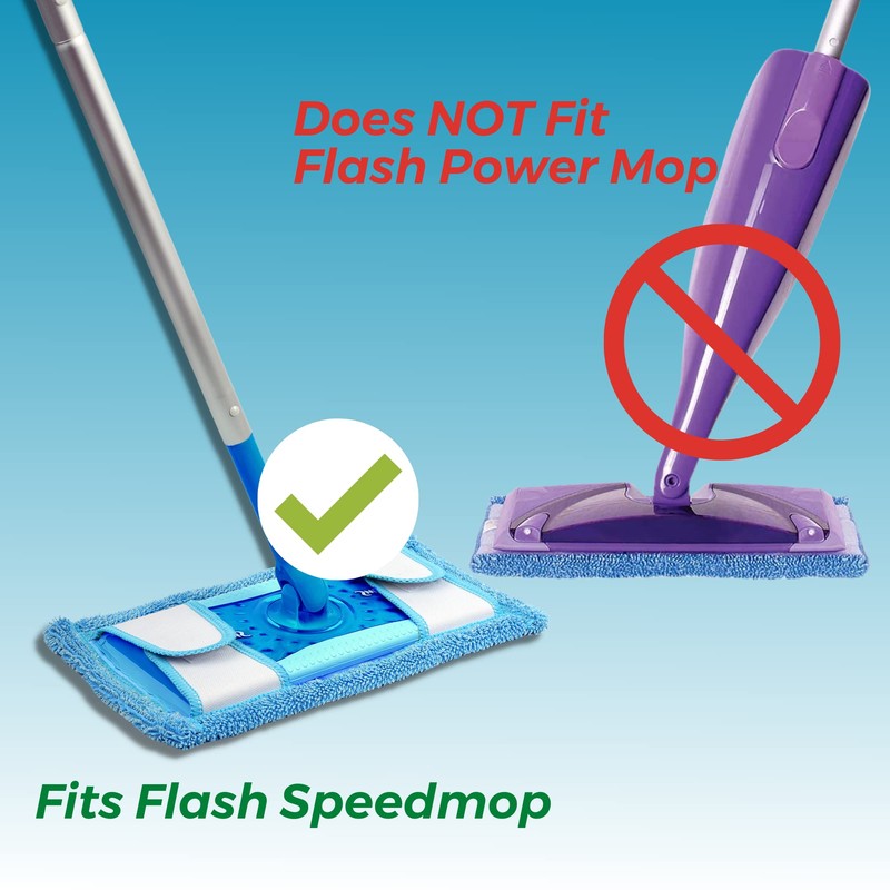 Zeltauto Microfiber Reusable Mop Pads, 2 Pack, Blue, for Flash