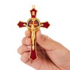 St Benedict Crucifix Red,Crucifix Wall Cross For Catholic Decor,Medalla De