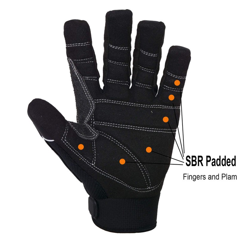 HANDLANDY Anti Vibration Gloves, SBR Padding, TPR Protector Impact Gloves,