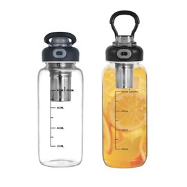 wangsdjy 34oz Glass Water Bottle with capacity Mark & Stainless Steel Tea Strainer-Large Capacity for Hot/Cold Drinks,Coffee,Tea,and Water-Includes Protective Sleeve,Perfect for Home,Office (34oz2PCS)