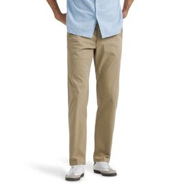 Lee Men's Extreme Motion Flat Front Regular Straight Pant Original Khaki 34W x 32L