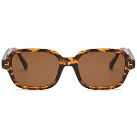 JCTAIFOO Retro Rectangle Oval Sunglasses Women Men Vintage Rectangular Yellow Gradient Tinted Glasses, Hawksbill/Dark Brown