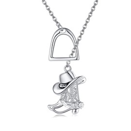 URONE Cowboy Boots Y Chain 925 Sterling Silver Cowgirl Boots Pendant Hasl Chain Western Boots Gift Jewellery for Women Girls, Sterling Silver, No Gemstone