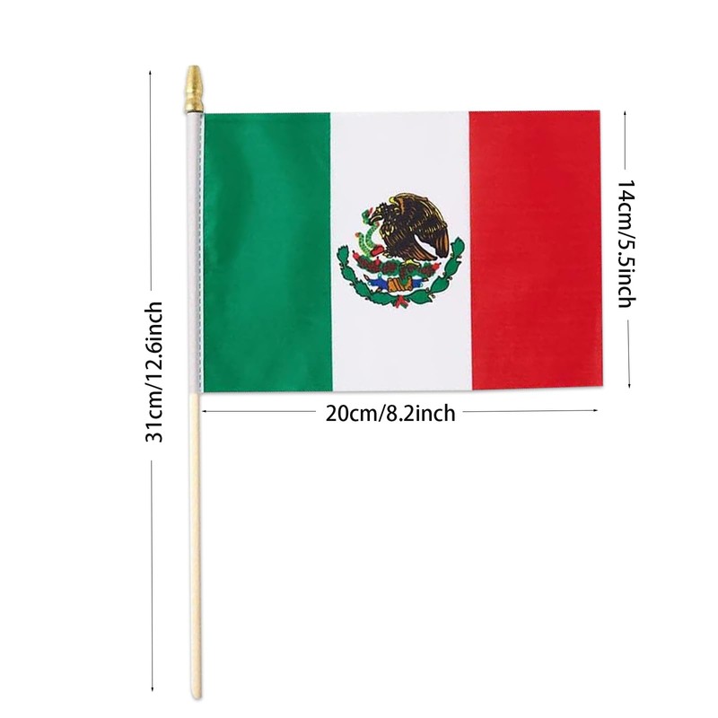 GSYLPFT 12 Pack Mexican Flags on Sticks Mexico Small Mini