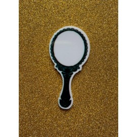 5pc. Black Mirror Resin Planar Flatback, Makeup Cabochon, Bow Center, Flat Back