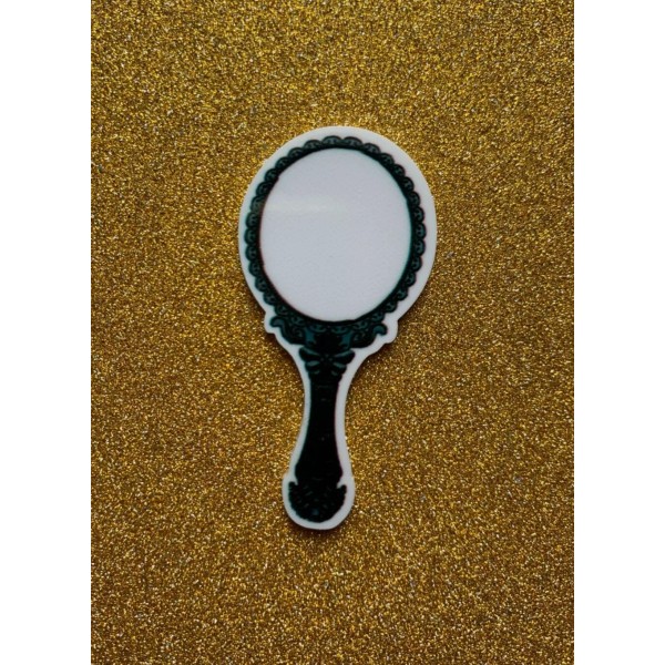 5pc. Black Mirror Resin Planar Flatback, Makeup Cabochon, Bow Center,