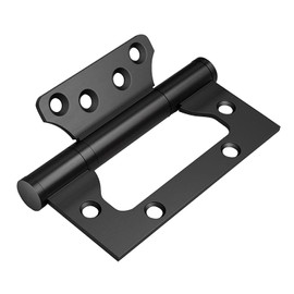 VOLUKA 6 Pack Non-Mortise Door Hinges - Easy to Install, 4" × 3" Stainless Steel Door Hinges - Smooth Movement and Heavy Duty, Black