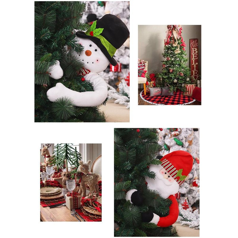 Plush Santa Claus Snowman Topper Hugging Tree Topper for Christmas