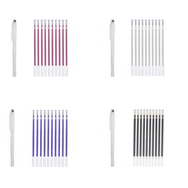 Mirhua Chaco Pen Fabric Pen, Embroidery Kit, Heat Disappear, Water Soluble Sewing Tool, White, Black, Red, Blue, 10 Refills, For Home, Factory, Work, and Commercial Use (40 Pieces Erasable Pens + 4